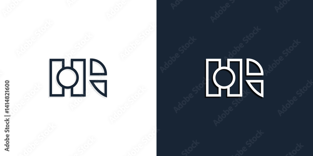 Fototapeta premium Abstract line art initial letters HG logo.