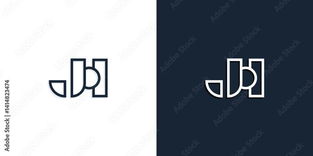 Abstract line art initial letters JH logo. Abstract line art initial letters JH logo.