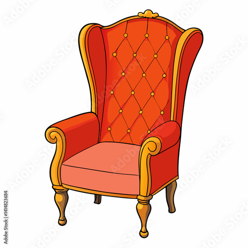 red armchair isolated on white background