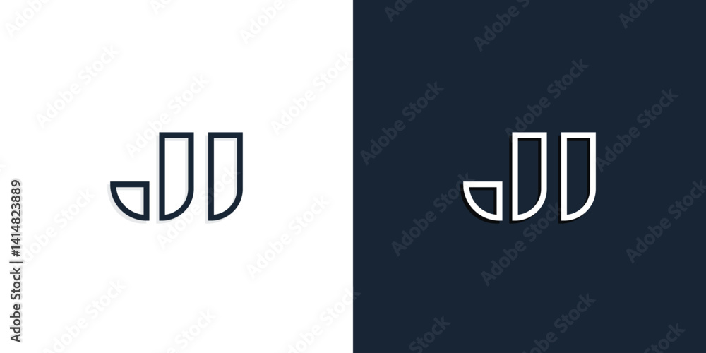 Abstract line art initial letters JU logo. Abstract line art initial letters JU logo.
