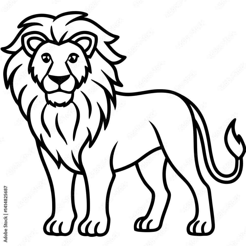 Obraz premium Geometric Lion Line Art Design