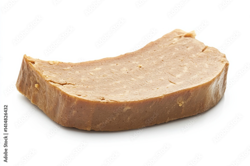 Artful presentation of a smooth, savory slice of plant-based protein on a clean, white background Artful presentation of a smooth, savory slice of plant-based protein on a clean, white background