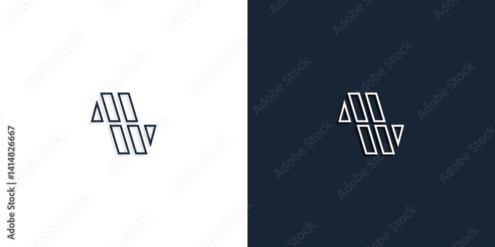 Abstract line art initial letters MW logo. Abstract line art initial letters MW logo.