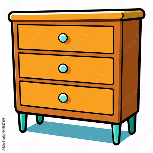 wooden chest of drawers isolated