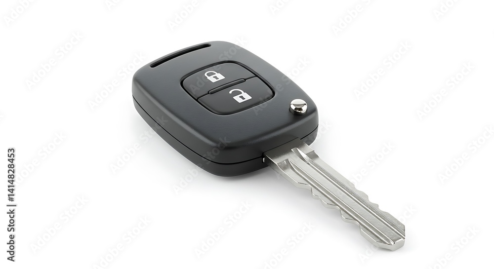 Car key with lock button isolated on white background Car key with lock button isolated on white background