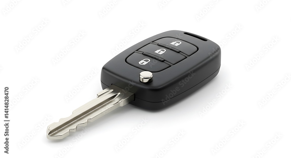 Car key with lock button isolated on white background Car key with lock button isolated on white background