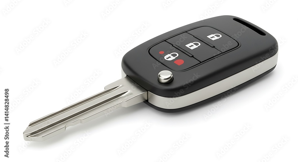 Car key with lock button isolated on white background Car key with lock button isolated on white background