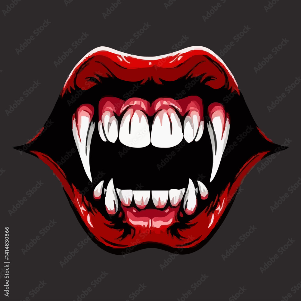 Naklejka premium Vampire mouth with fangs vector 