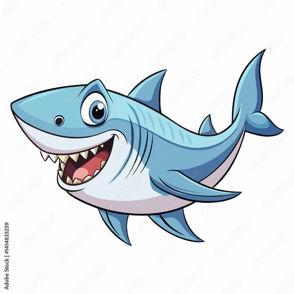 Obraz premium shark, fish, animal, sea, cartoon, vector, illustration, ocean, isolated, white, dolphin, water, fin, underwater, blue, predator, nature, danger, teeth, marine, art, swimming, wildlife, dangerous, ico