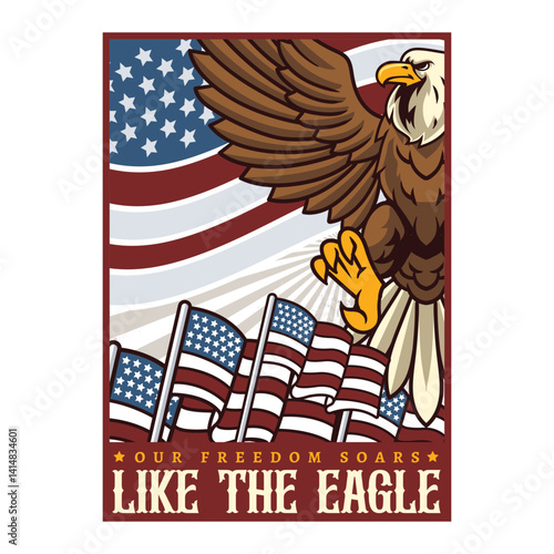 4th of July Independence Day Freedom America USA Liberty Vector Illustration for social media, flyers, web pages, print media, greeting card, invitation, banner, poster