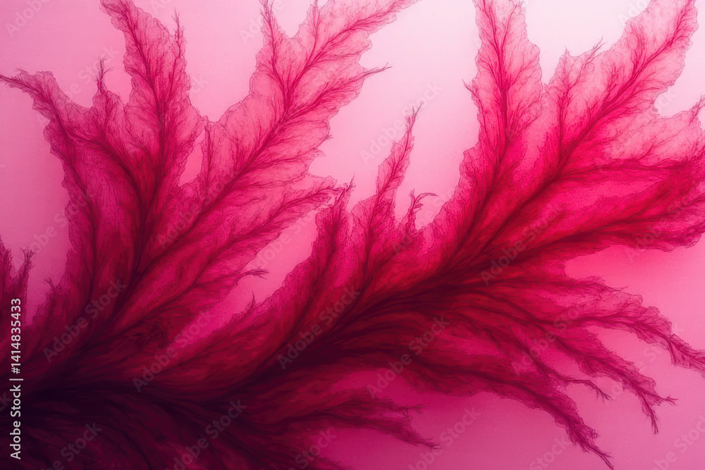 Obraz premium Mesmerizing Ink Swirls: Close-Up Photography of Pink and Red Organic Patterns in Water