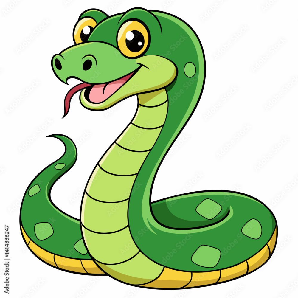 Naklejka premium green snake cartoon