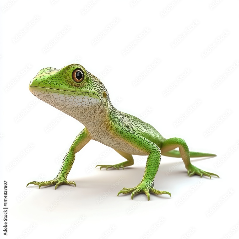 Fototapeta premium 3d model of a vibrant green lizard.