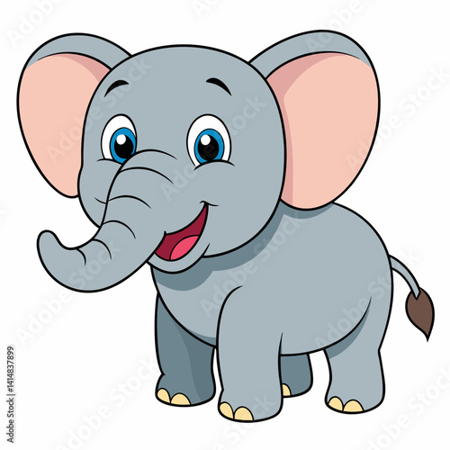 elephant, animal, cartoon, vector, mammal, baby, illustration, fun, safari, character, cute, zoo, wild, wildlife, drawing, nature, funny, jungle, art, animals, gray, smiling, pink, elephants, clipart