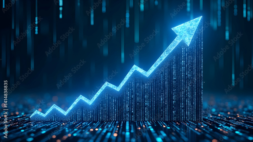 Naklejka premium Code-based representation of financial market performance through matrix-inspired digital transformation of data streams