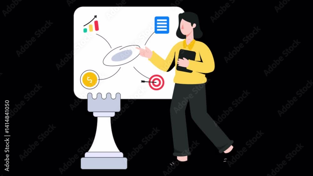 Business Strategy Motion Graphic Rendering with Transparent Alpha Channel and 4K Resolution Business Strategy Motion Graphic Rendering with Transparent Alpha Channel and 4K Resolution