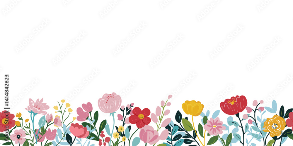 Fotografie Collection of spring colorful flower elements vector