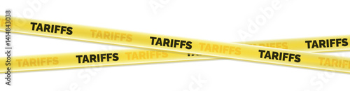 Tariff Finance Global Banner. Illustration Taxaion Embargo. International Economy Tariffs Increase Visualisation. Geopolitics Issue Sanction Banner. Protectionism Customs Duty. Trade War Caution Tape.