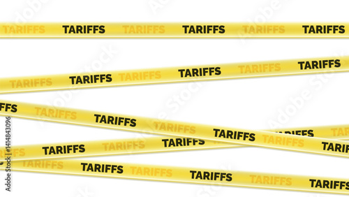 Tariff Finance Global Banner. Illustration Taxaion Embargo. International Economy Tariffs Increase Visualisation. Geopolitics Issue Sanction Banner. Protectionism Customs Duty. Trade War Caution Tape.