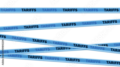 Tariff Finance Global Banner. Illustration Taxaion Embargo. International Economy Tariffs Increase Visualisation. Geopolitics Issue Sanction Banner. Protectionism Customs Duty. Trade War Caution Tape.