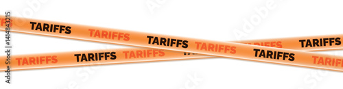 Tariff Finance Global Banner. Illustration Taxaion Embargo. International Economy Tariffs Increase Visualisation. Geopolitics Issue Sanction Banner. Protectionism Customs Duty. Trade War Caution Tape.