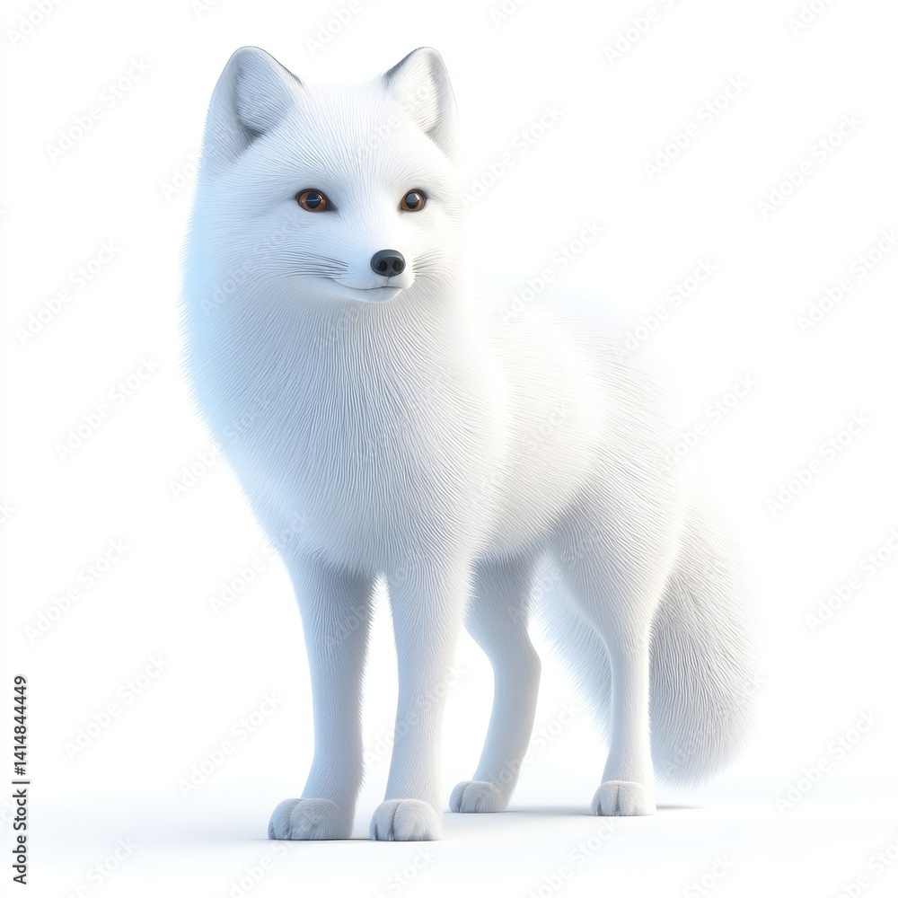 Arctic fox, standing tall against a white background. Arctic fox, standing tall against a white background.