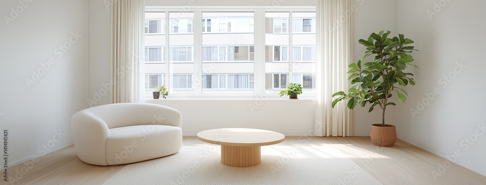 Bright and airy bedroom showcases white oak parquet flooring and large windows offering natural light and a view of the balcony