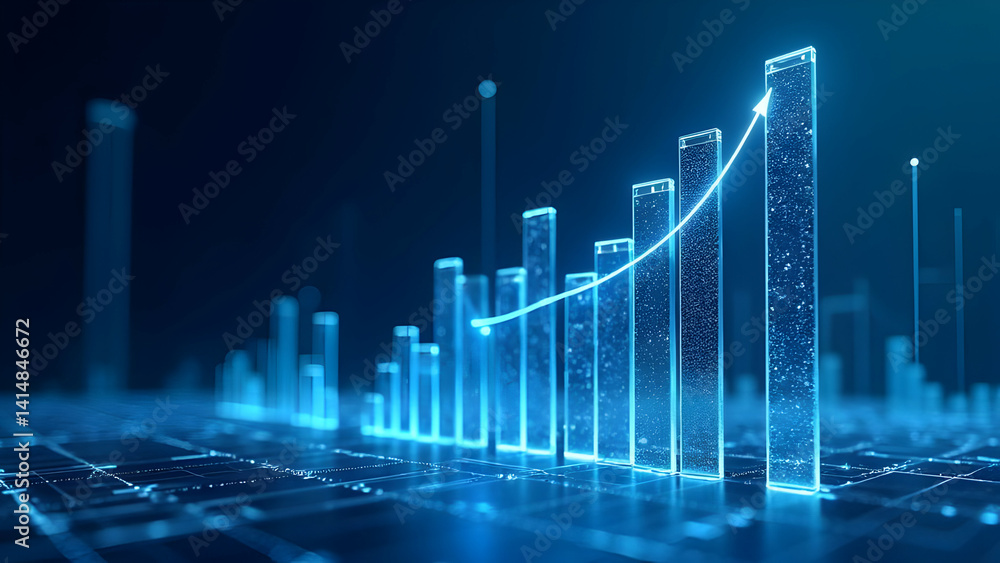 Fototapeta premium Technical breakthrough visualization of market dynamics through glass-effect financial data with momentum confirmation elements