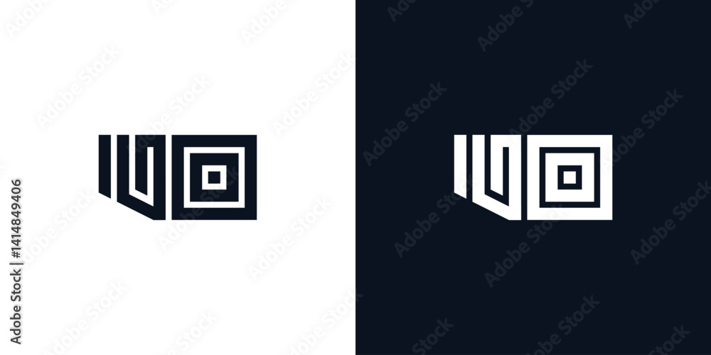 Obraz premium Minimal creative initial letters UO logo
