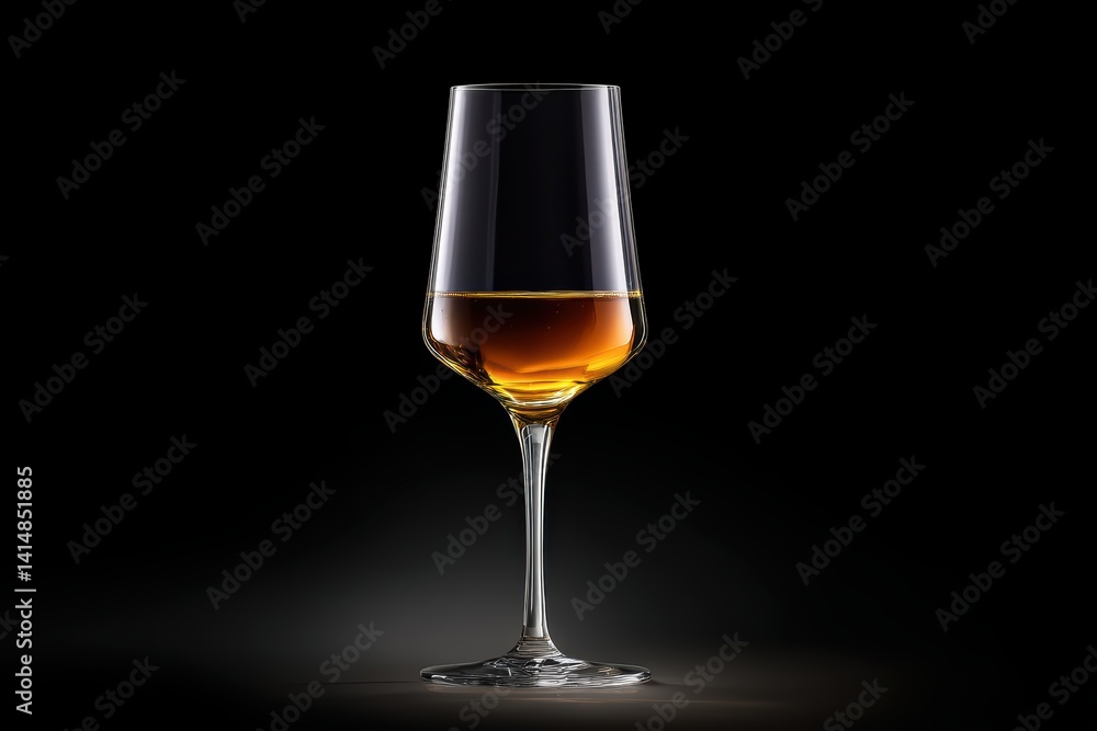 Modern Minimalist Gold-Toned Liquor Glass with Reflective Surface on Black Background, Luxurious Barware Photography. Modern Minimalist Gold-Toned Liquor Glass with Reflective Surface on Black Background, Luxurious Barware Photography.