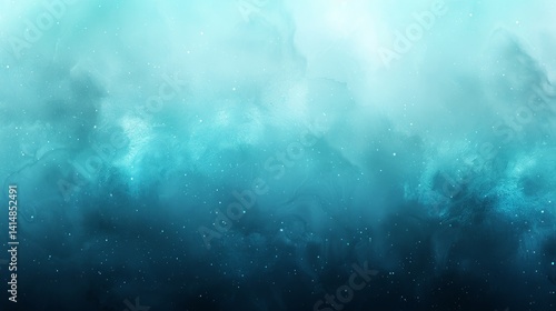 Abstract Turquoise Gradient With Stars, Watercolor Texture Background, Dreamy Backdrop