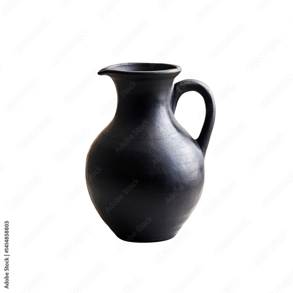 Black Ceramic Pitcher on Transparent Background Black Ceramic Pitcher on Transparent Background