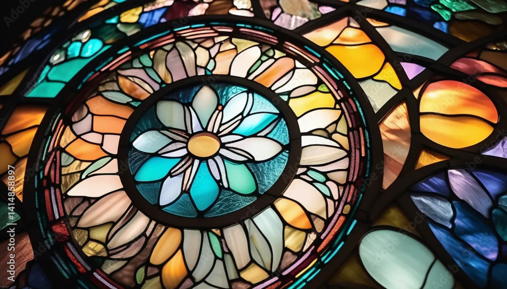 Colorful stained glass as a background.