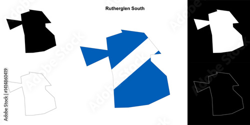 Rutherglen South blank outline map set