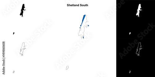 Shetland South blank outline map set