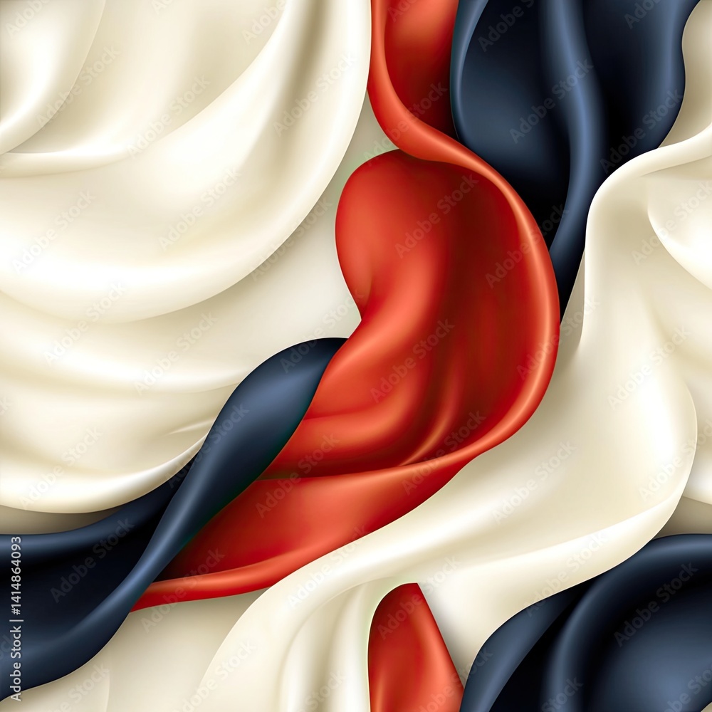 Luxurious silk exhibits France's vibrant red, white, and blue in a flowing design that's perfect for admiration SEAMLESS PATTERN