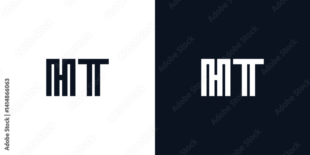 Obraz premium Minimal creative initial letters HT logo.