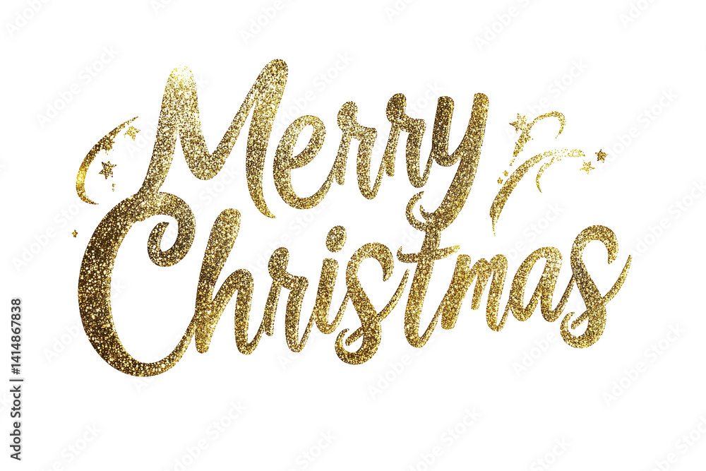 Golden 'Merry Christmas' text. Festive greeting with sparkles and elegant script on a transparent background Golden 'Merry Christmas' text. Festive greeting with sparkles and elegant script on a transparent background