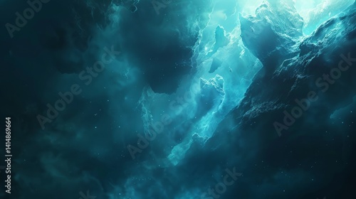 Wallpaper Mural Celestial Nebula: Turquoise Fantasy Landscape, Cosmic Cloud Abstract, Dreamy Space Background Torontodigital.ca