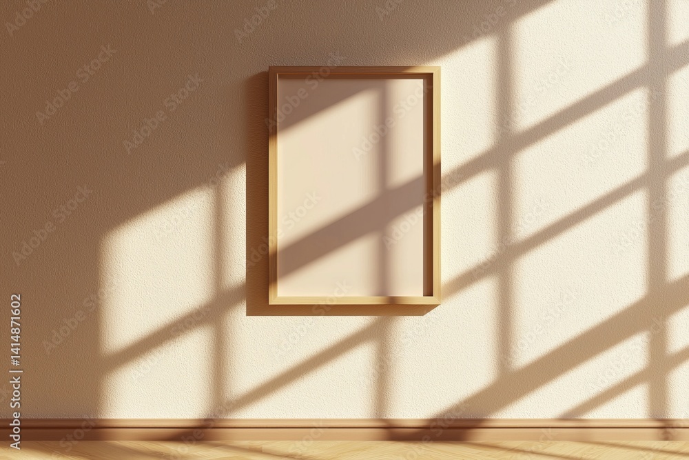 Minimalist Poster Frame Mockup in Aesthetic Interior with Sunlight