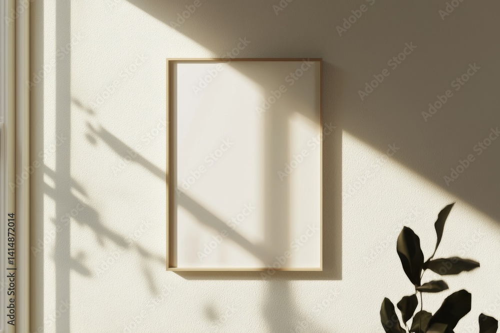 Minimalist Poster Frame Mockup in Aesthetic Interior with Sunlight