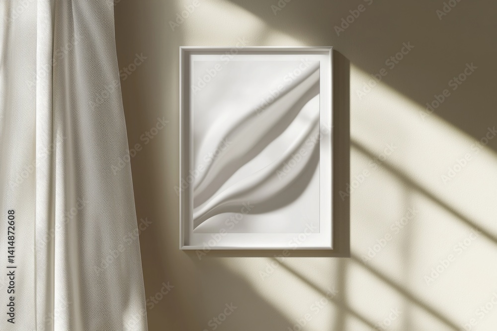Minimalist Poster Frame Mockup in Aesthetic Interior with Sunlight