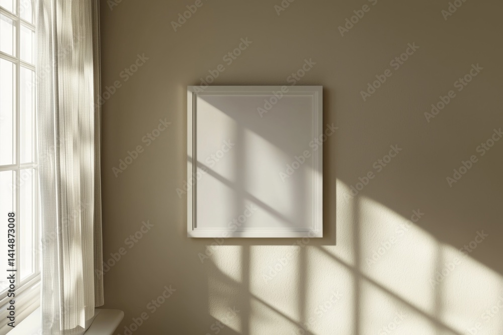Minimalist Poster Frame Mockup in Aesthetic Interior with Sunlight