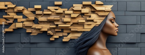 Enigmatic portrait blending realism and surrealism, featuring a woman adorned with gold, set against a contrasting textured wall