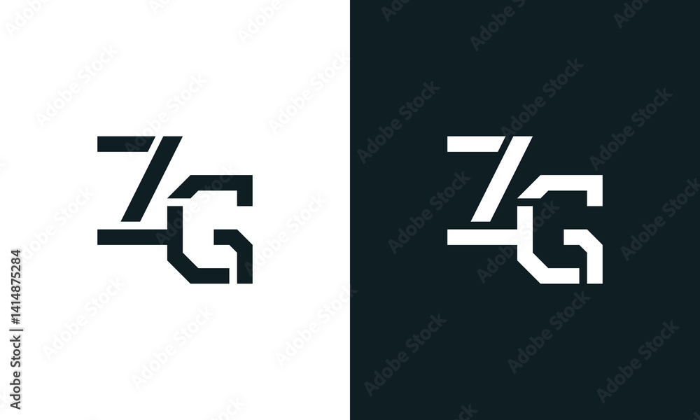 Creative minimal abstract letter ZG logo. Creative minimal abstract letter ZG logo.