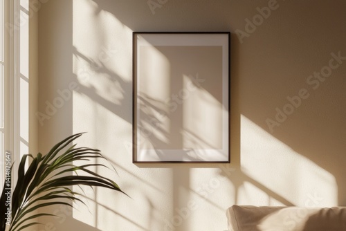 Minimalist Poster Frame Mockup in Aesthetic Interior with Sunlight