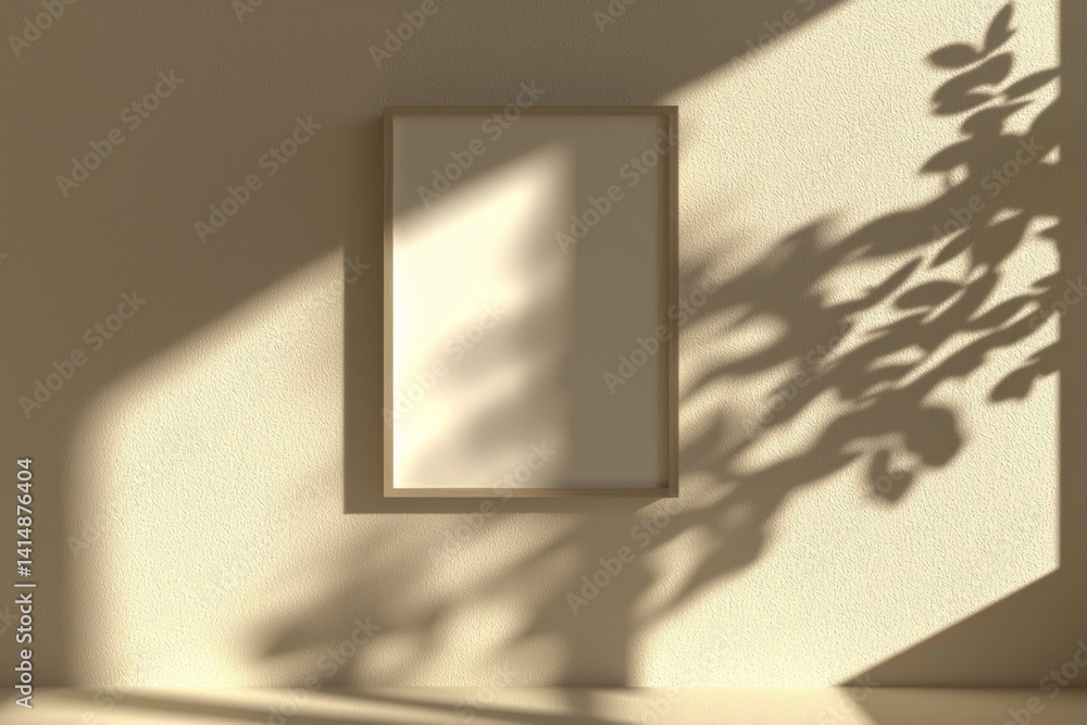 Minimalist Poster Frame Mockup in Aesthetic Interior with Sunlight