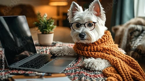 West Highland White Terrier Working From Home