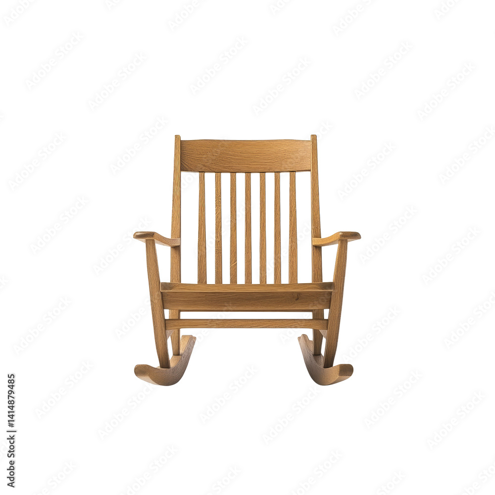Classic Wooden Rocking Chair, Front View Classic Wooden Rocking Chair, Front View