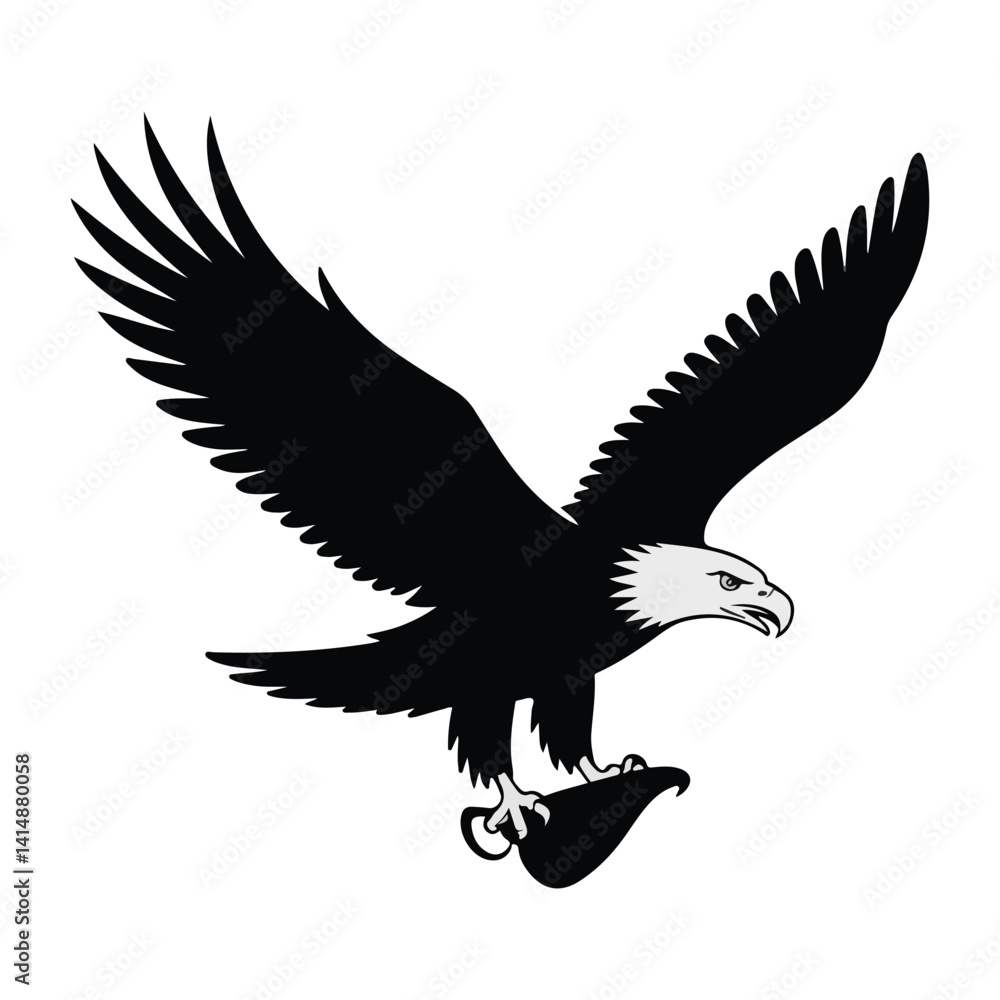Fototapeta premium Flying Eagle Silhouette - Vector Illustration